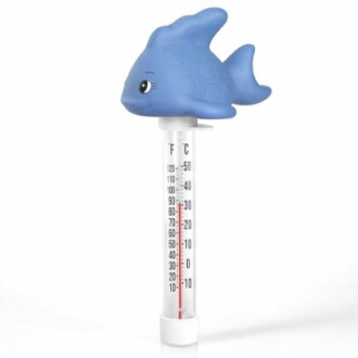 Blue fish thermometer with temperature scale