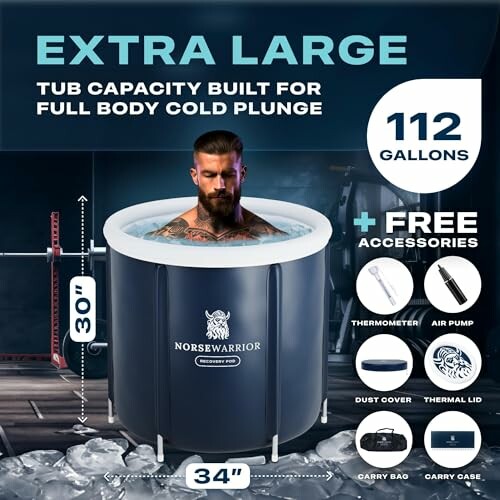 Ice Bath Tubs for Adults, 112 Gallon XL Portable Ice Bath for Recovery