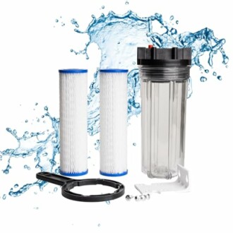 Water filter system with two cartridges and installation tools