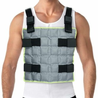 Person wearing a weighted vest for exercise